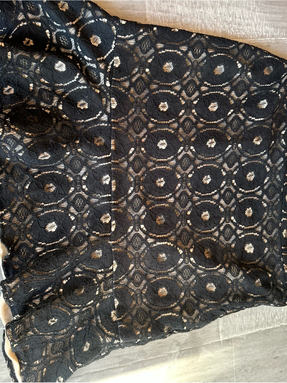 Black Lace Overlay Peplum Skirt